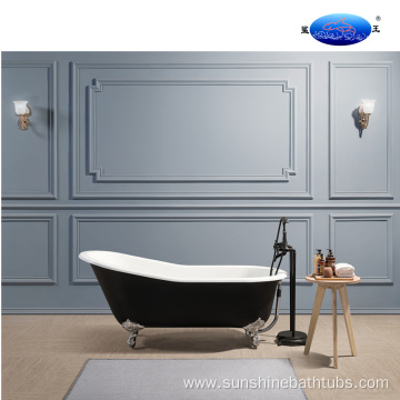 Black Finish Cast Iron Freestanding Bathtub Porcelain Enamel